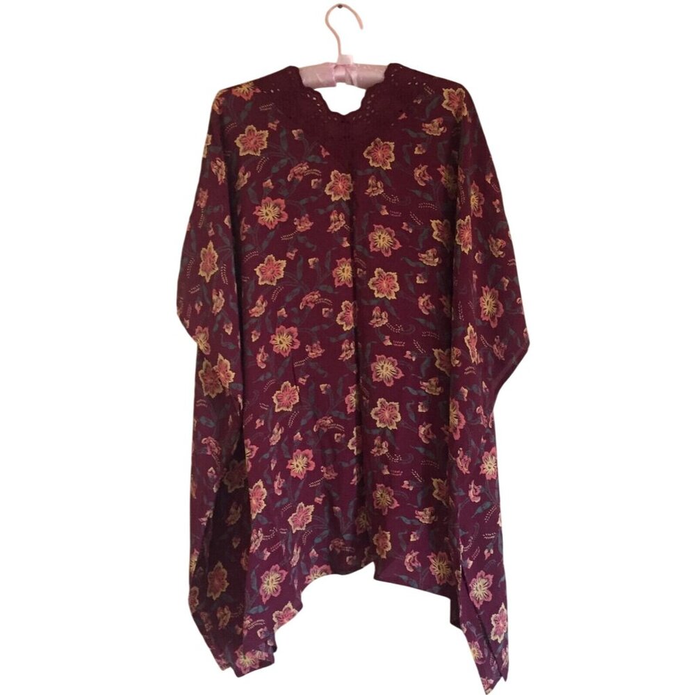 NWOT Nordstrom Floral Crochet Trim Kimono Throw Duster - Picture 6 of 13